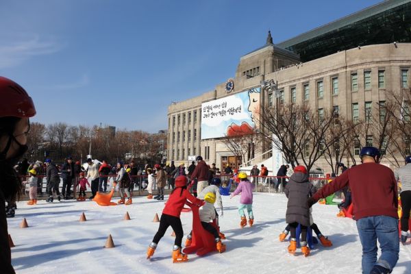Ice Skating at Seoul Plaza